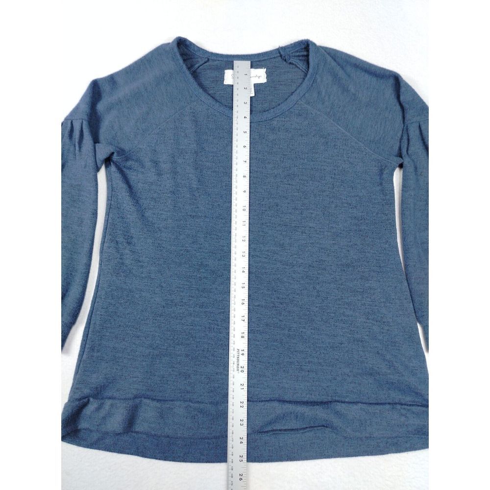 French Laundry‎ Top Women's Medium Blue Minimalist Normcore Stretch Long Sleeve - Picture 4 of 9